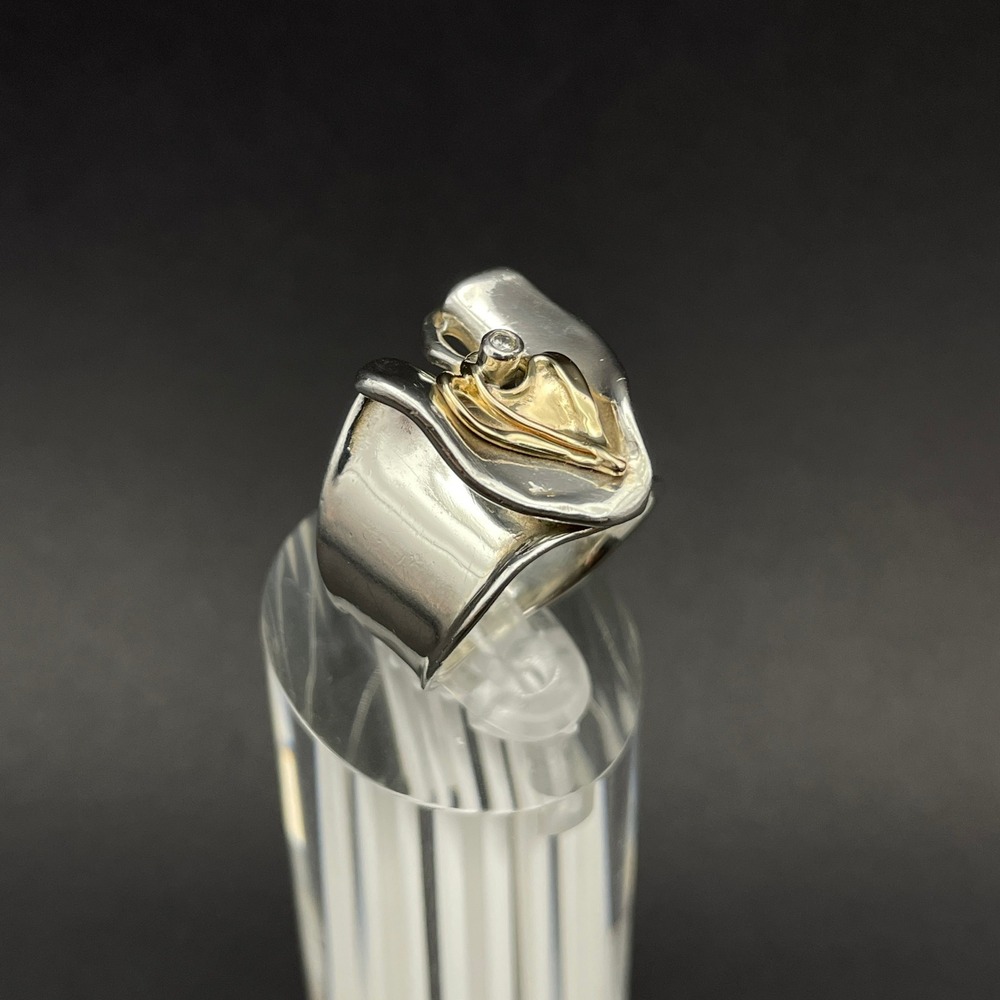 Israel Hagit Gorali Diamond Accent 14K Yellow Gold Sterling Silver Heart Ring - Picture 4 of 11